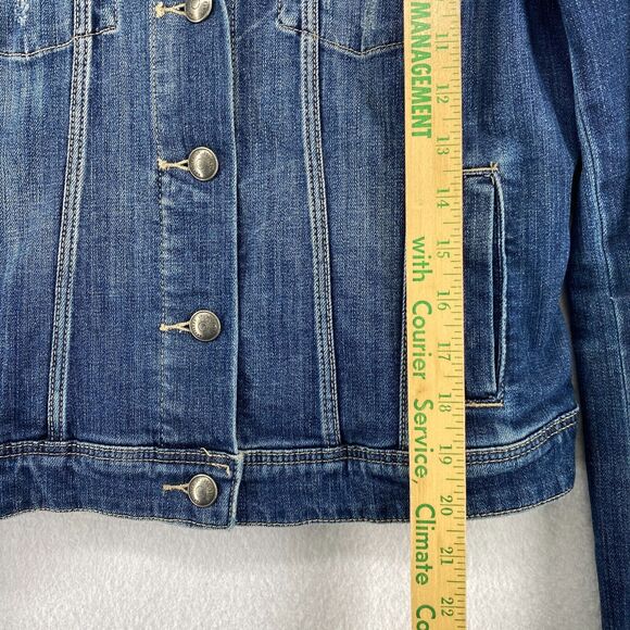 ARTICLES OF SOCIETY Jacket Womens M Trucker Jean Denim Cropped Button Front Blue - Picture 15 of 16